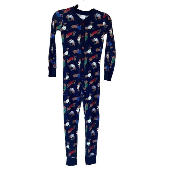Mini Boden Other - Mini Boden Holiday Winter Sausage Dog Print One-Piece Pajamas Size 7Y